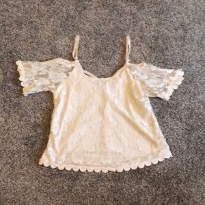 Self Esteem white lace cold shoulder top